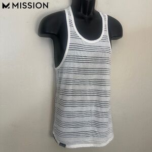 Mission Mesh Stripe Tank Top Small Gently worn 100% polyester 17" armpits